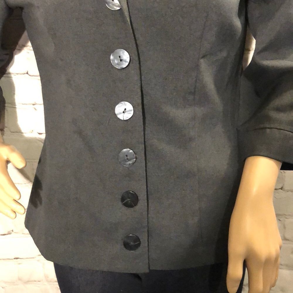 Vintage 1980s Brioche Blazer Gray with Leopard Print Collar 9/10 - Picture 3 of 8